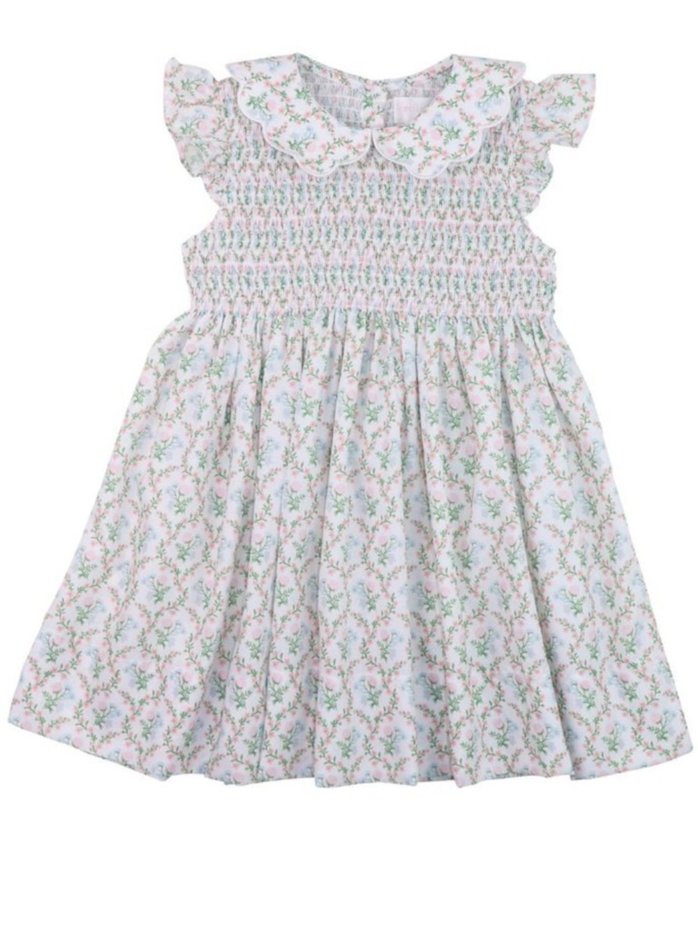Floral Scalloped Collar Smocked
Dress Sibling Matching Girl 3T & 7